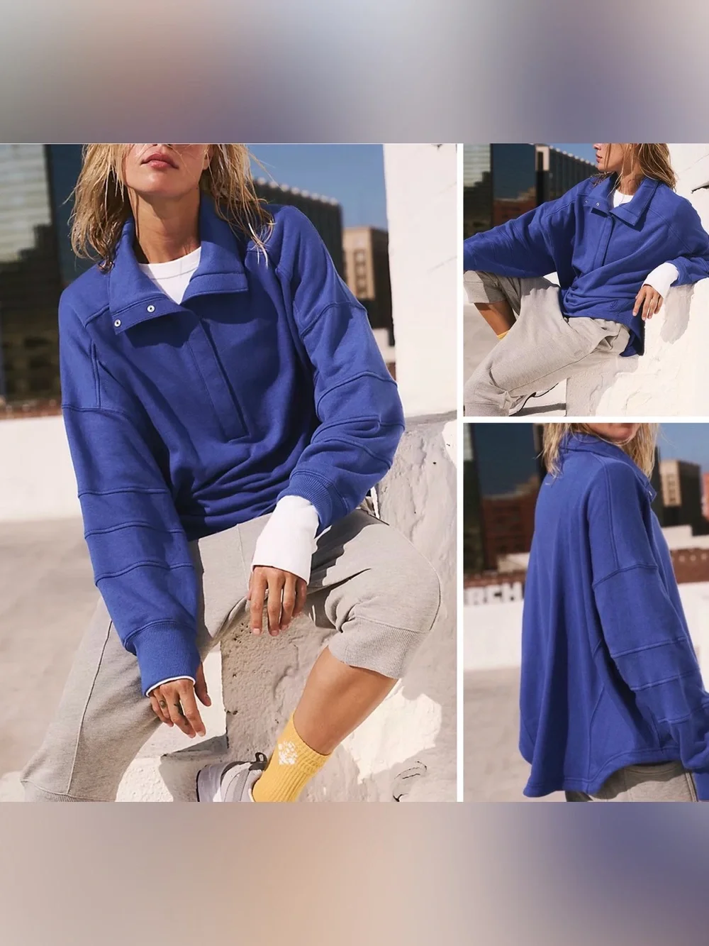 NWT Free people FP Movement Warm Down Pullover - Maliblue cobalt blue - Small